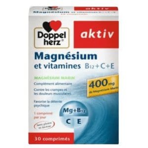 Magnesium et vitamines B12 + C + E 30 Comprimes